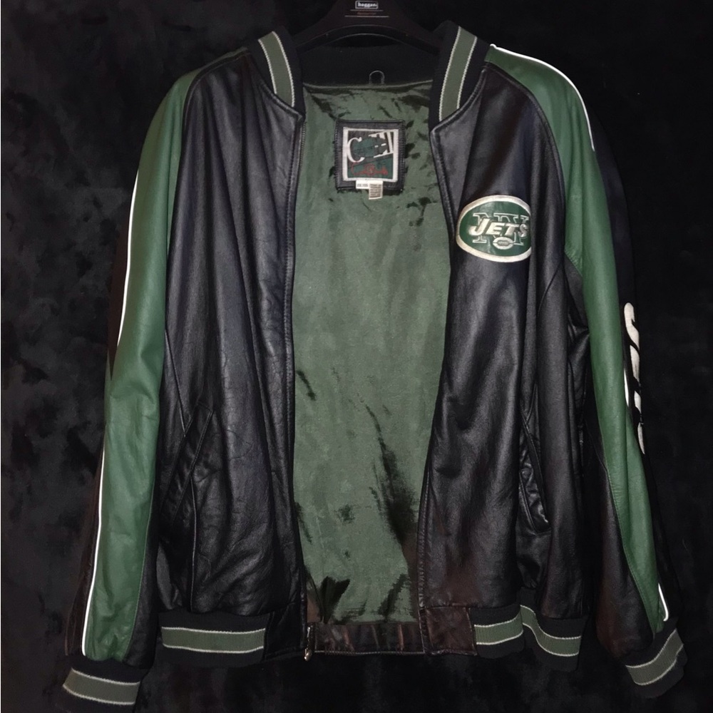 Men's Black and Green Jets Jacket • Size XXL/XXG
